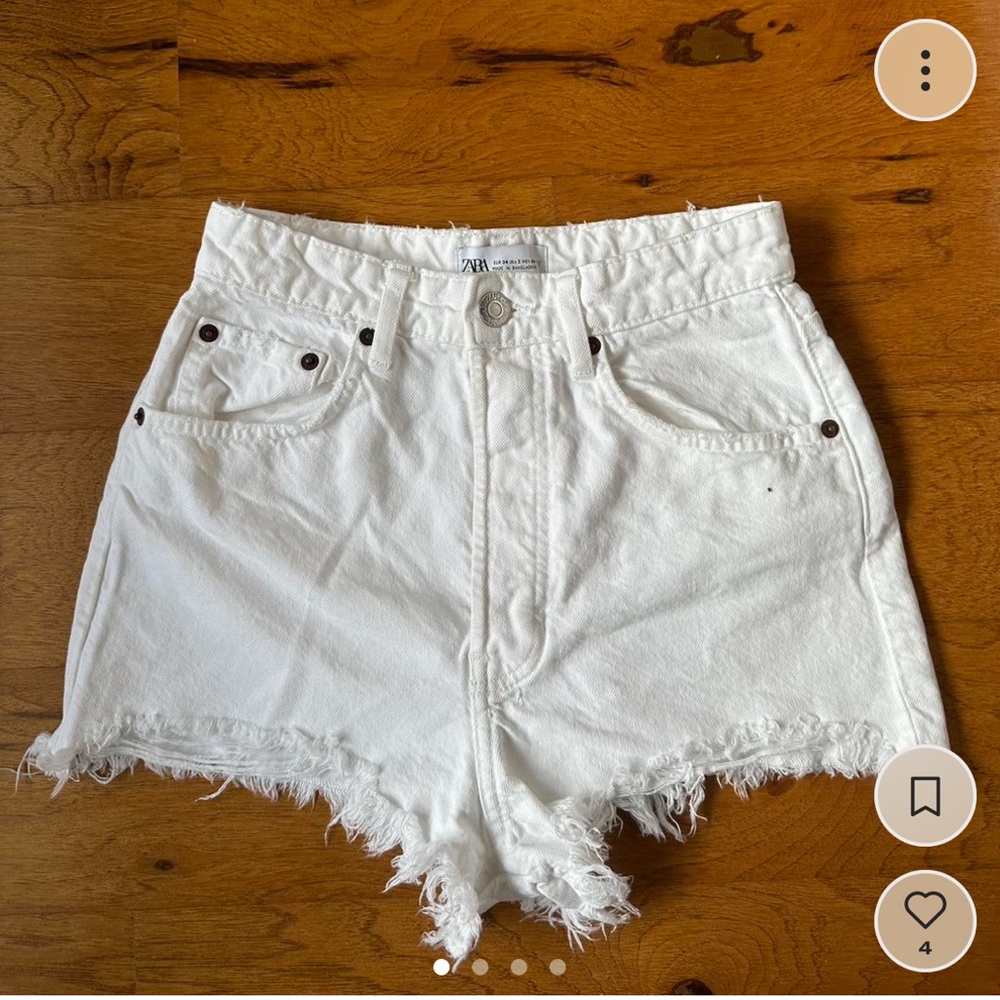 Zara High Rise White Jean Shorts